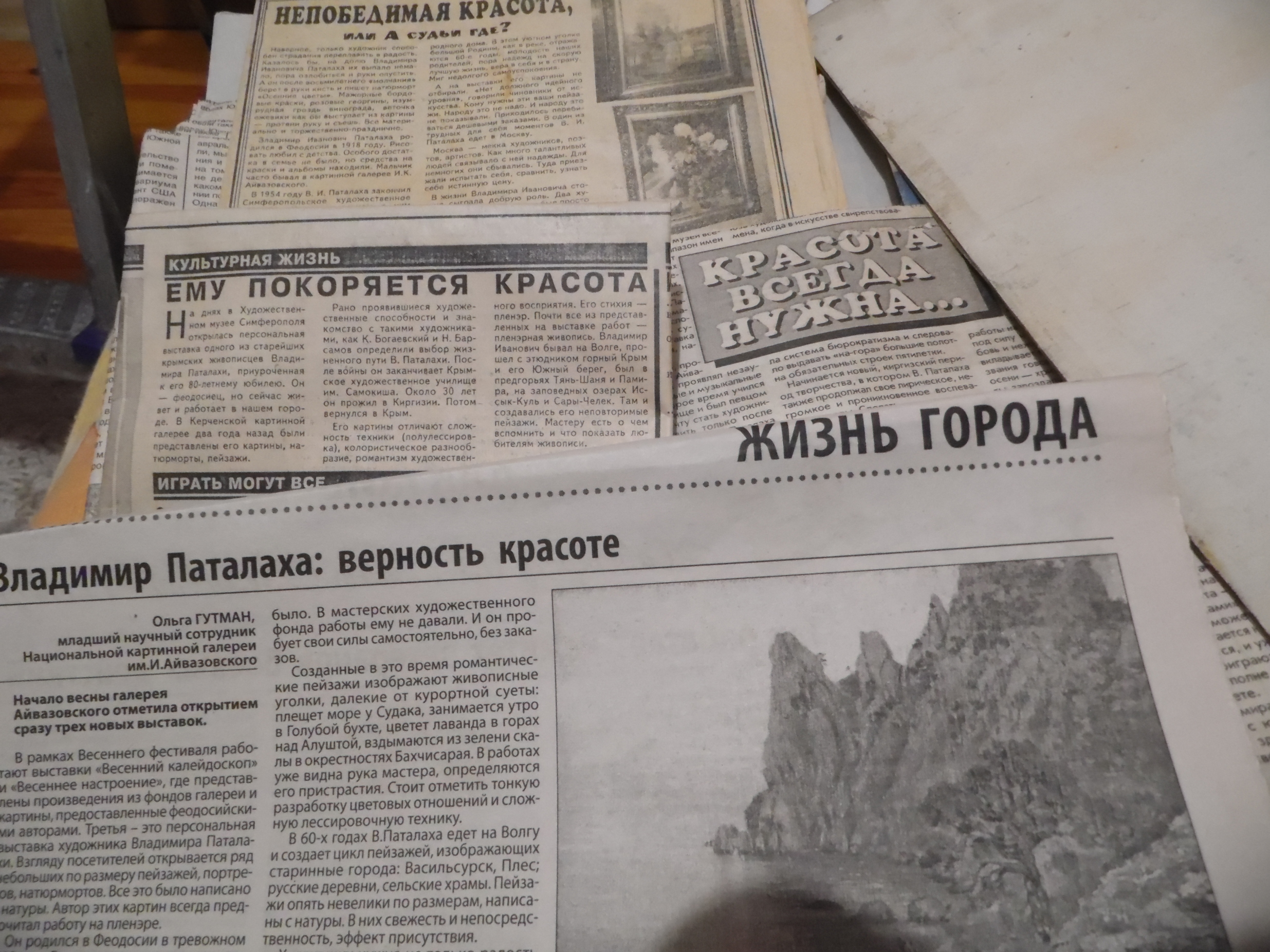 Статьи в прессе о художнике.